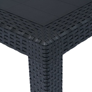 Masă de grădină, antracit, 220x90x72 cm , plastic, aspect ratan - Img 4