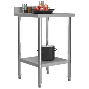 Masă de lucru bucătărie bordură antistropire 60x60x93 cm oțel - Img 2