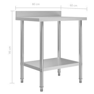 Masă de lucru bucătărie bordură antistropire 80x60x93 cm oțel - Img 6