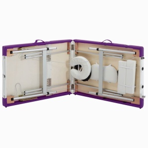 Masă de masaj pliabilă, 3 zone, alb și violet, aluminiu - Img 6