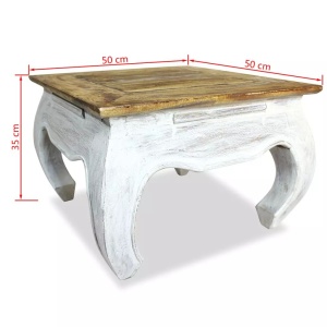 Masă laterală din lemn masiv reciclat, 50 x 50 x 35 cm - Img 4