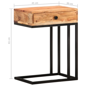 Masă laterală formă U, 45 x 30 x 61 cm, lemn masiv de acacia - Img 12