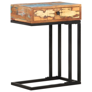 Masă laterală formă U, 45 x 30 x 61 cm, lemn masiv reciclat