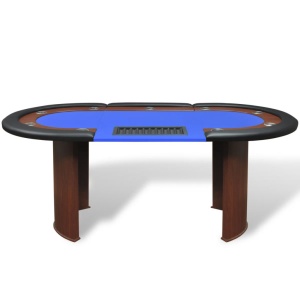 Masă Poker 10 persoane, zonă dealer și suport jetoane, albastru - Img 2