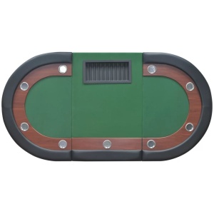 Masă poker 10 persoane, zonă dealer și suport jetoane, verde - Img 5