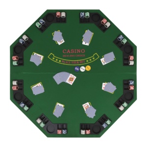 Masă poker pliabilă in două părți, 8 jucători, octogonal Verde - Img 3