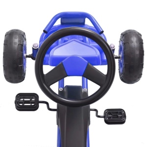 Mașinuță kart cu pedale și roți pneumatice, albastru - Img 5