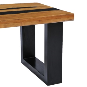 Măsuță de cafea 100x50x40cm lemn masiv de tec și piatră de lavă - Img 8