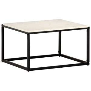 Măsuță de cafea alb 60x60x35 cm piatră naturală aspect marmură - Img 7