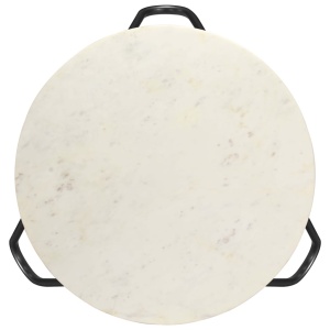 Măsuță de cafea alb 65x65x42 cm piatră naturală aspect marmură - Img 2
