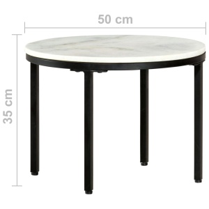 Măsuță de cafea, alb și negru, Ø50 cm, marmură naturală - Img 4