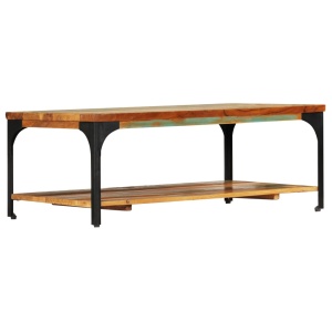 Măsuță de cafea cu raft, 100 x 60 x 35 cm, lemn masiv reciclat - Img 4