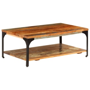Măsuță de cafea cu raft, 100 x 60 x 35 cm, lemn masiv reciclat - Img 12