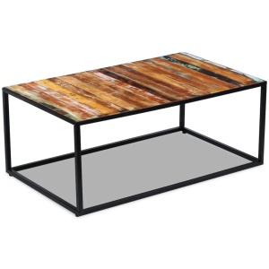 Măsuță de cafea din lemn de esență tare reciclat 100x60x45 cm - Img 8