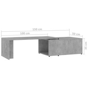 Măsuță de cafea, gri beton, 150 x 50 x 35 cm, PAL - Img 9