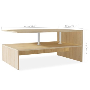 Măsuță de cafea, PAL, 90x59x42 cm, culoarea stejarului - Img 5