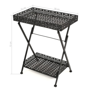 Măsuță de ceai pliabilă stil vintage negru 58x35x72 cm metal - Img 9