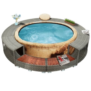 Mobilier de jacuzzi, gri, poliratan