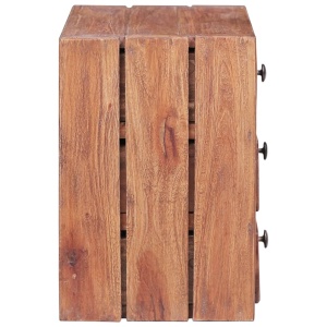 Noptieră cu 3 sertare, 35 x 25 x 35 cm, lemn masiv reciclat - Img 4