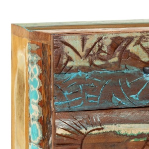 Noptieră sculptată manual, 40 x 30 x 50 cm, lemn masiv reciclat - Img 12