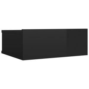 Noptieră suspendată, negru foarte lucios, 40x30x15 cm, PAL - Img 2