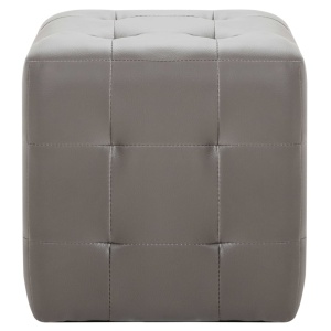 Noptiere, 2 buc., gri, 30x30x30 cm, piele ecologică - Img 3