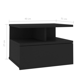 Noptiere suspendate, 2 buc., negru, 40 x 31 x 27 cm, PAL - Img 6