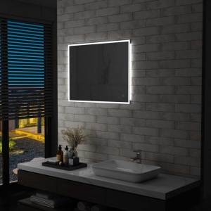 Oglindă cu LED de perete de baie cu senzor tactil, 80 x 60 cm