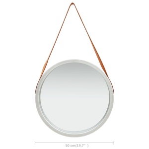 Oglindă de perete cu o curea, 50 cm, argintiu - Img 5