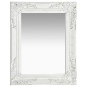 Oglindă de perete in stil baroc, alb, 50 x 40 cm - Img 2