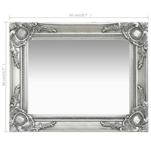 Oglindă de perete in stil baroc, argintiu, 50 x 40 cm - Img 5