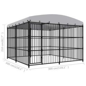 Padoc pentru câini de exterior, cu acoperiș, 300 x 300 x 210 cm - Img 5