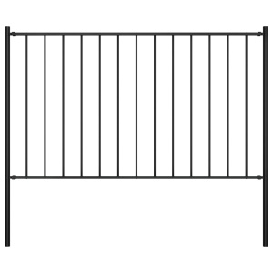 Panou de gard cu stâlpi, negru, 1,7 x 1 m, oțel