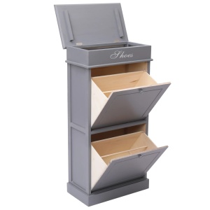Pantofar, gri, 50x28x98 cm, lemn de paulownia - Img 8