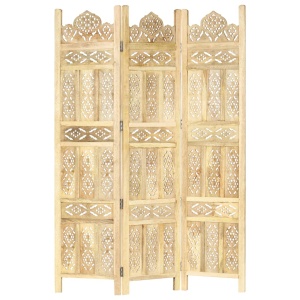 Paravan cameră sculptat manual 3 panouri 120x165 cm mango