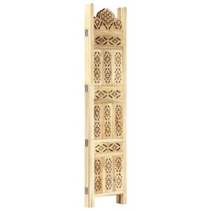 Paravan cameră sculptat manual 3 panouri 120x165 cm mango - Img 2
