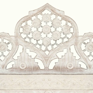 Paravan cameră sculptat manual 3 panouri alb 120x165 cm mango - Img 3