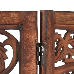 Paravan cameră sculptat manual 3 panouri maro 120x165 cm mango - Img 3