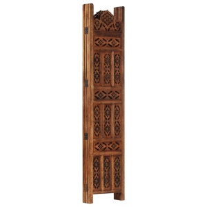 Paravan cameră sculptat manual 4 panouri maro 160x165 cm mango - Img 2