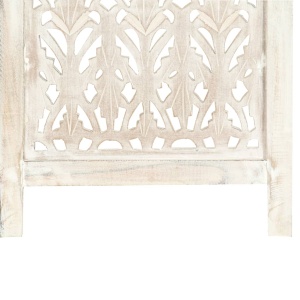 Paravan cameră sculptat manual 5 panouri alb 200x165 cm mango - Img 4