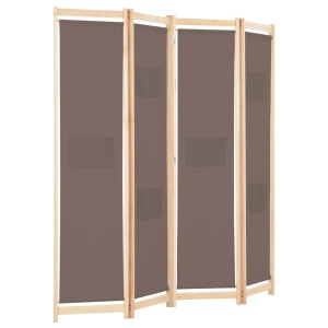 Paravan de cameră cu 4 panouri, maro, 160x170x4 cm, textil - Img 3