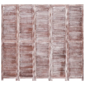 Paravan de cameră cu 5 panouri, maro, 175 x165 cm, lemn - Img 2