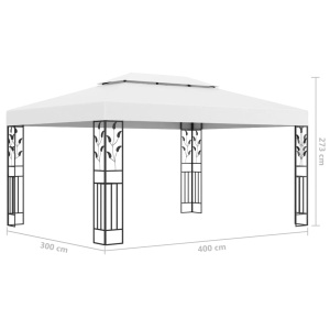 Pavilion cu acoperiș dublu, alb, 3 x 4 m - Img 5