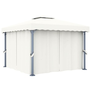 Pavilion cu perdea, alb crem, 3 x 3 m, aluminiu