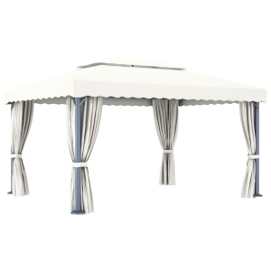 Pavilion cu perdea, alb crem, 4 x 3 m, aluminiu - Img 7