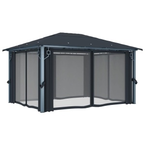 Pavilion cu perdele, antracit, 400 x 300 cm, aluminiu - Img 6