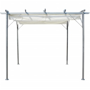Pergolă cu acoperiș retractabil, alb crem, 3 x 3 m, oțel - Img 4