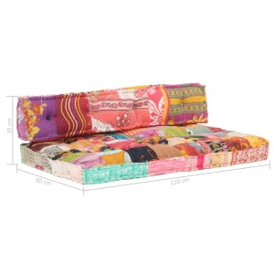 Pernă pentru canapea din paleți, multicolor, textil, petice - Img 6