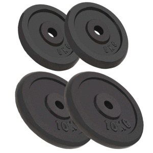 Plăci de greutate 4 buc, 2 x 10 kg + 2 x 5 kg, fontă