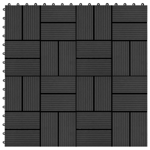 Plăci de pardoseală 11 buc, negru, 30 x 30 cm, WPC, 1 mp
